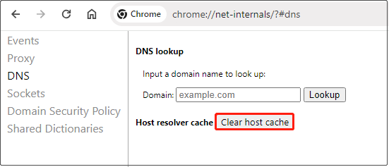 clear the host cache