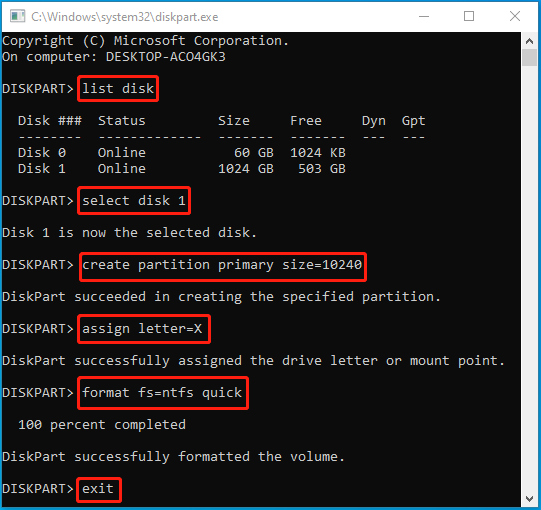 create a new partition