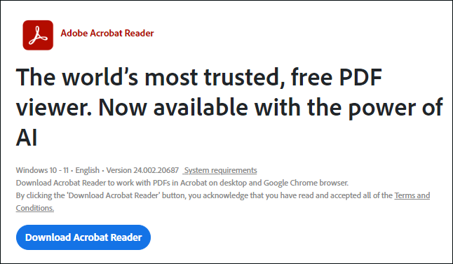 click Download Acrobat Reader