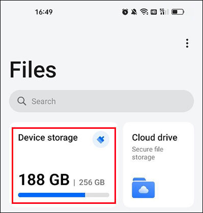 click Device storage