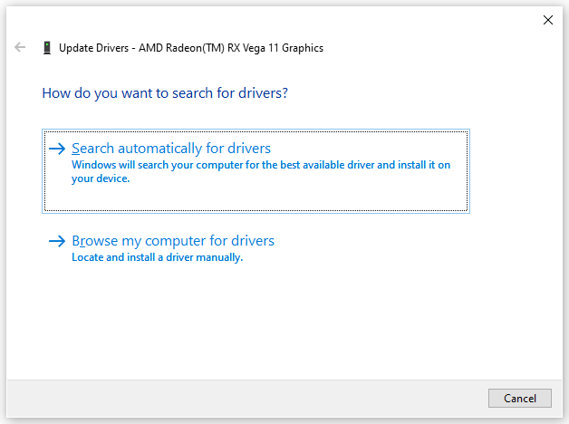 Search automatically for drivers