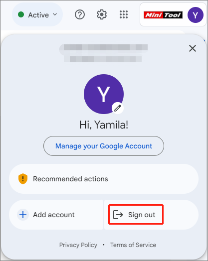 sign out of Gmail
