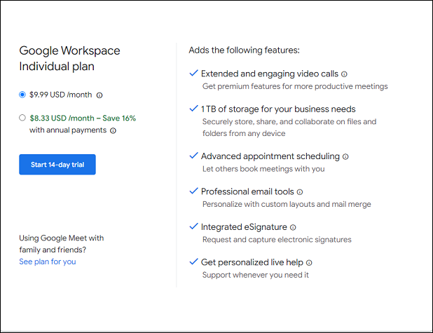 Google Workspace Individual Plan