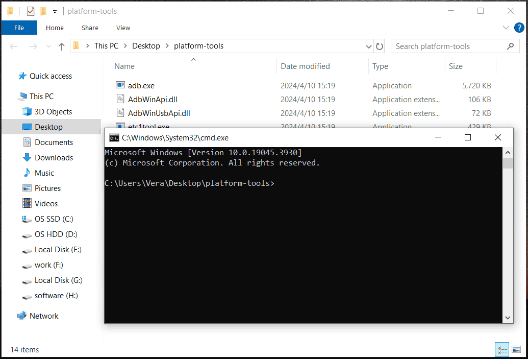 open CMD in ADB directory