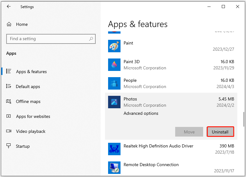 uninstall Microsoft Photos