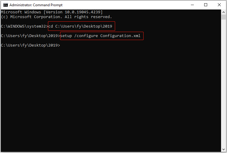 execute the command lines