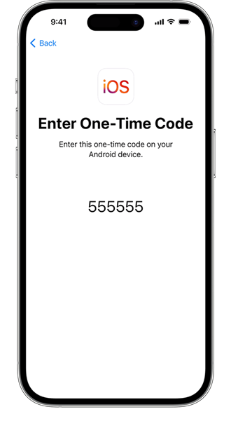 enter one-time iOS code to your Android phone