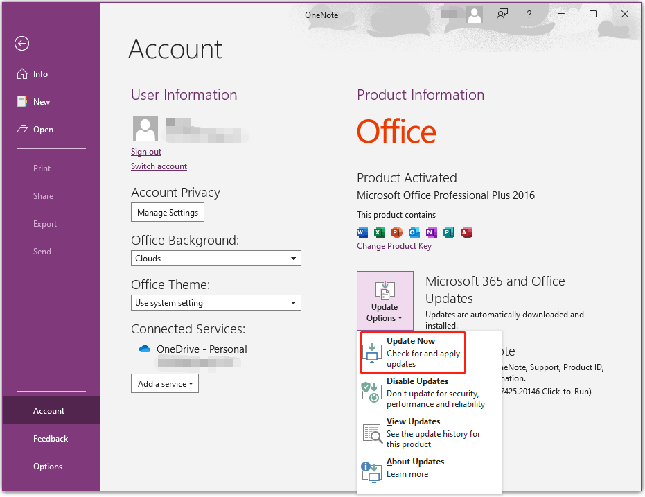 update OneNote