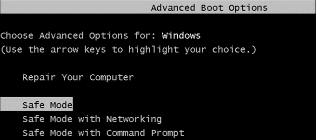choose Safe Mode
