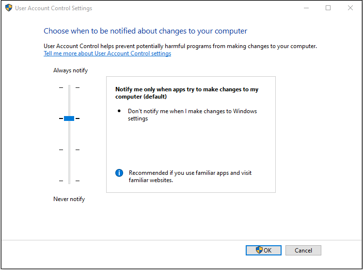 open User Account Control Settings