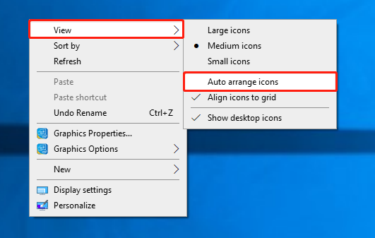 uncheck the Auto arrange icons option