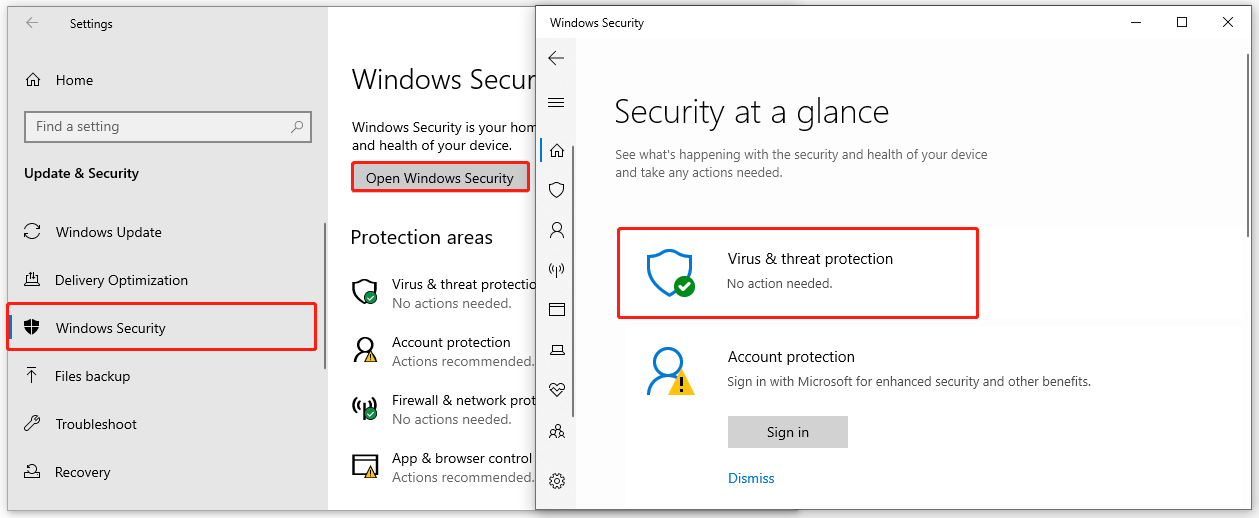 click Virus & threat protection