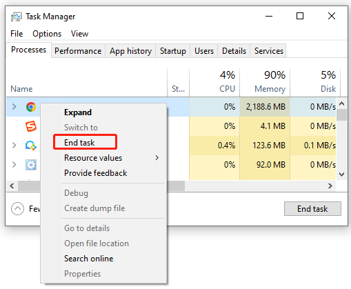 End task