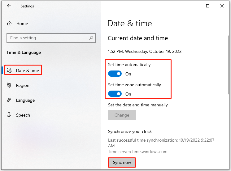 set time/time zone automatically