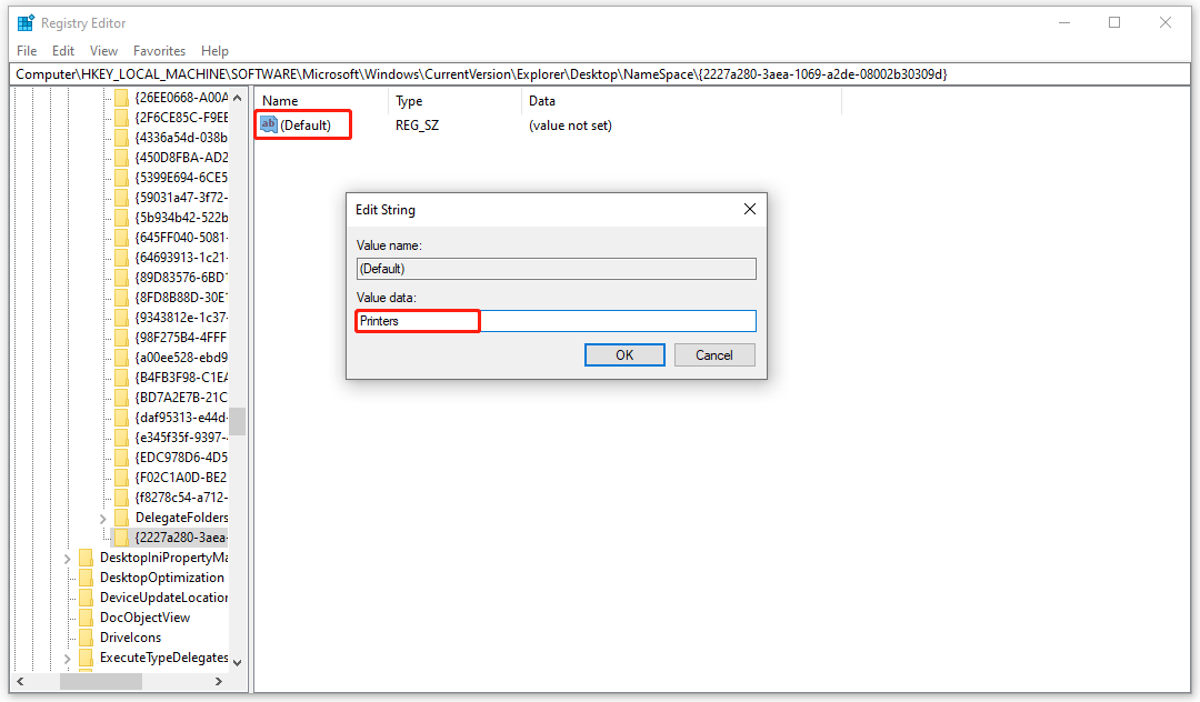 edit the value data