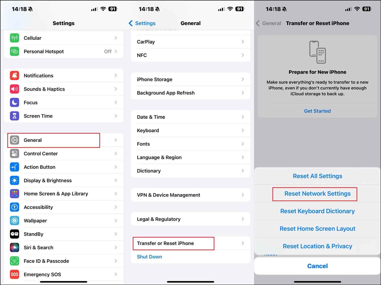 reset network settings