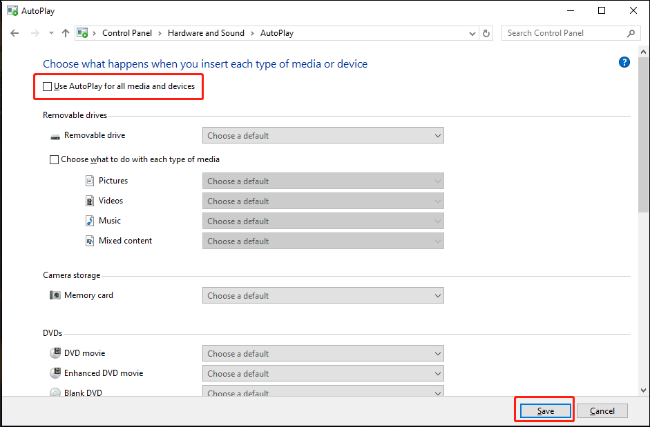 uncheck the Alternative in the Autoplay panel