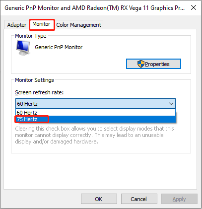 change screen refresh rate