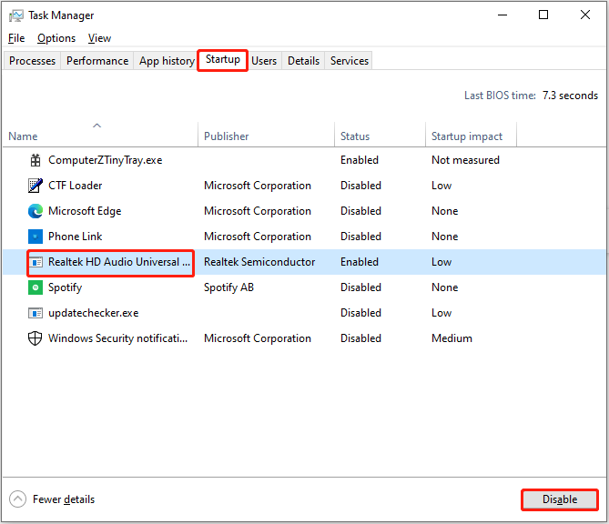 disable the unnecessary startup app