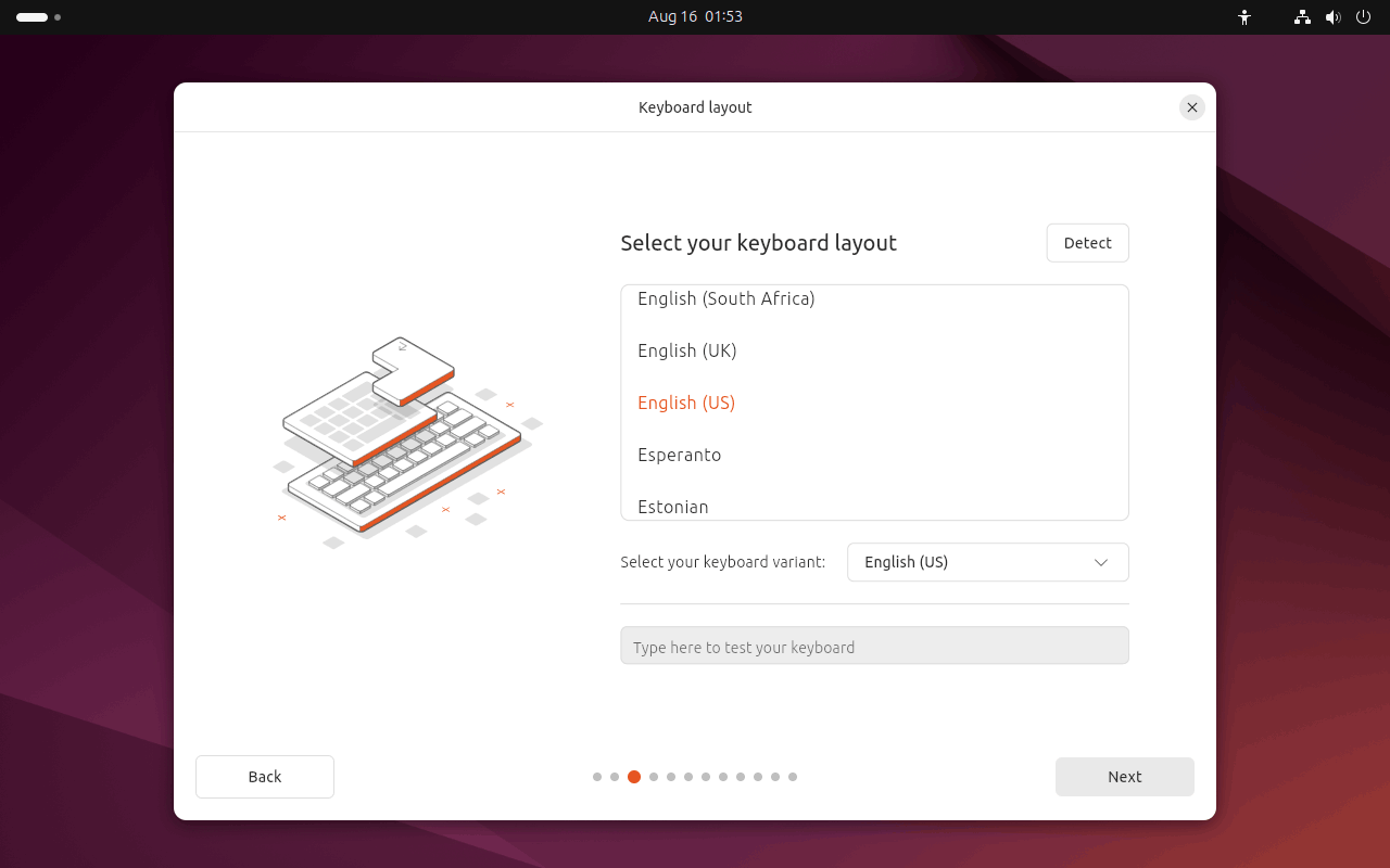 select your keyboard layout