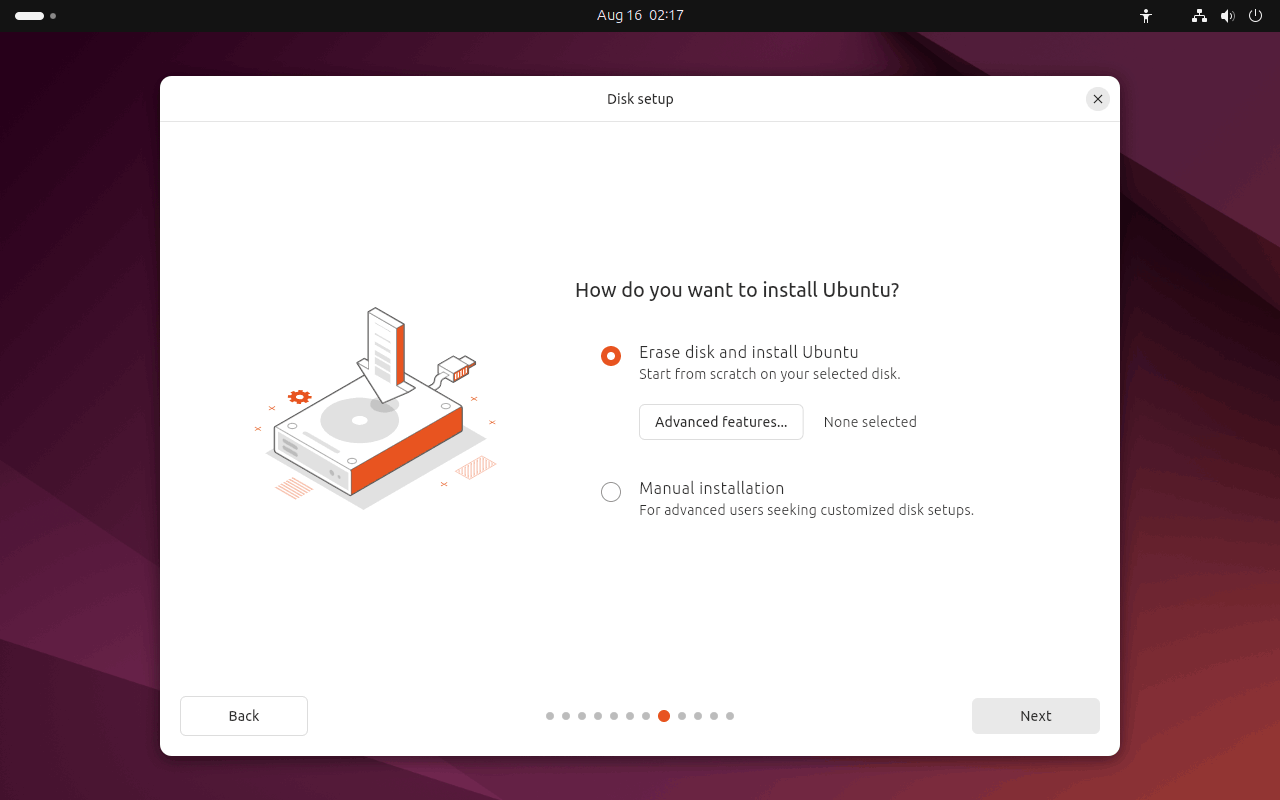 Ubuntu disk setup