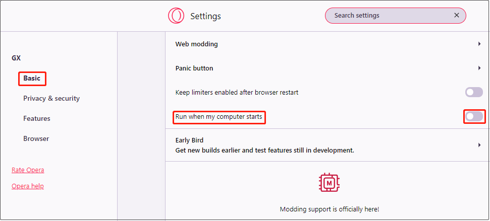 turn off the auto-start option