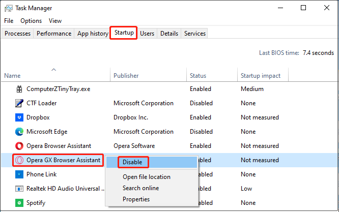 disable Opera GX Browser Assistant